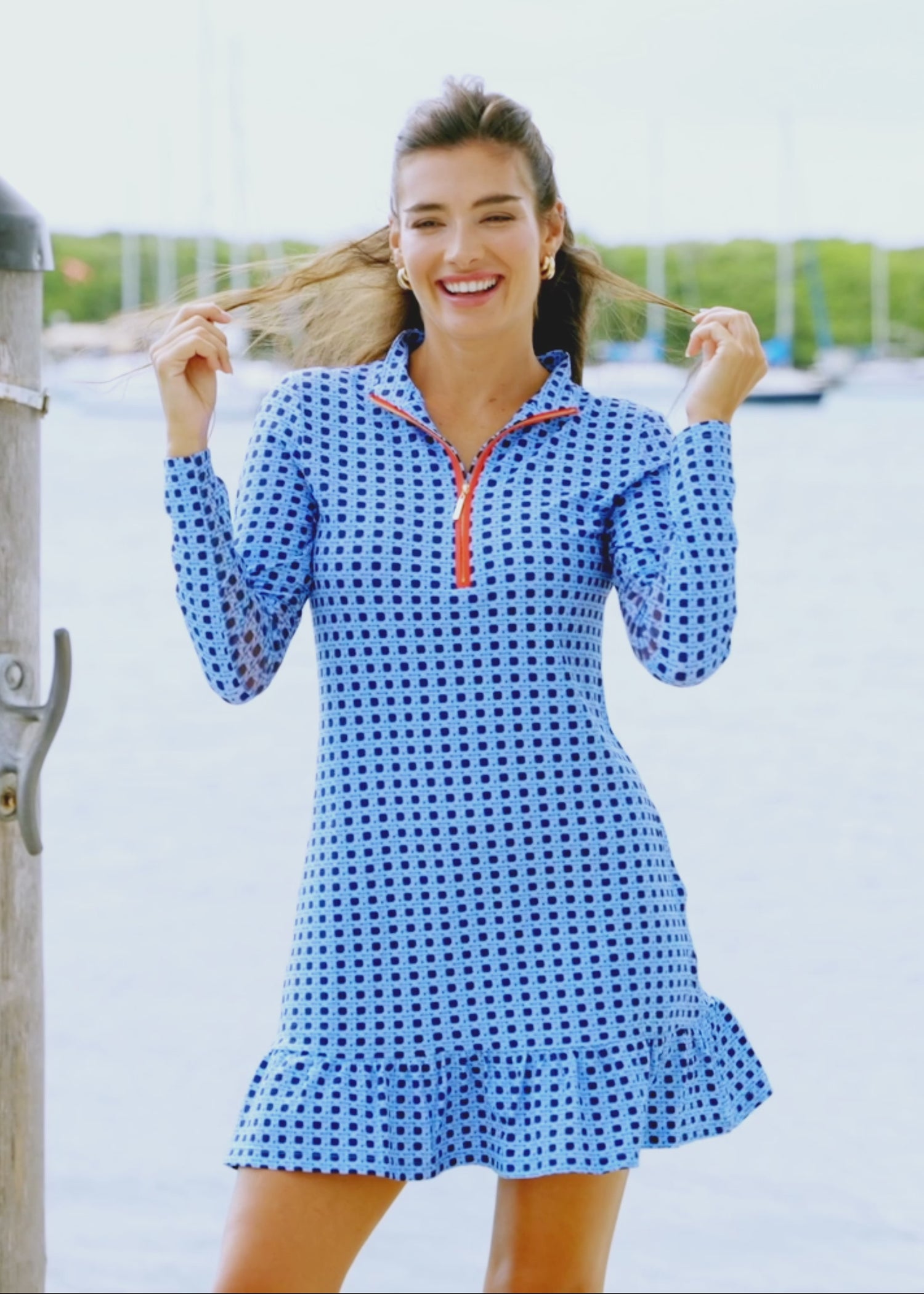 Heritage Long Sleeve Ruffle Sport Dress