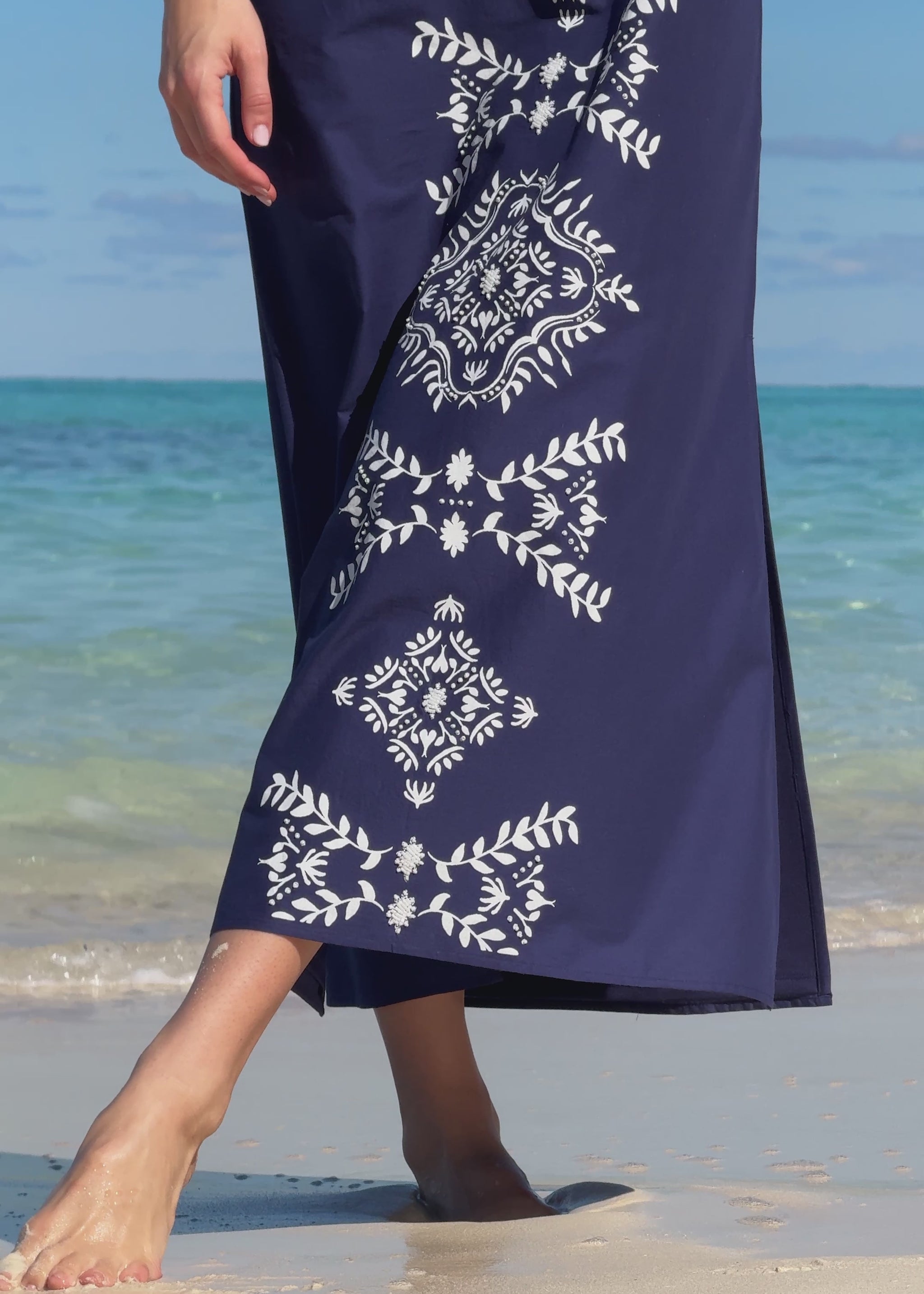 Video of Navy Side Slit Maxi Dress