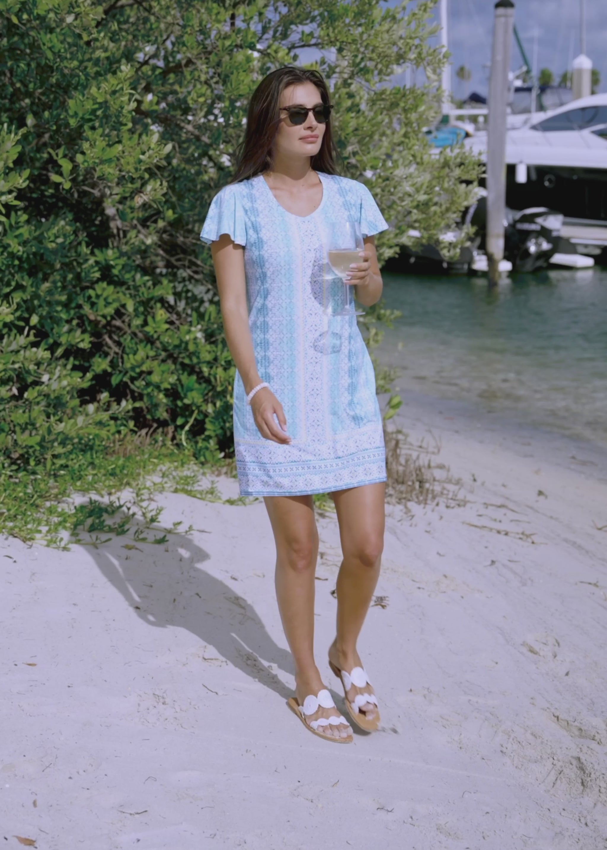 Video of Coastal Cottage Ruffle Short Sleeve Dress