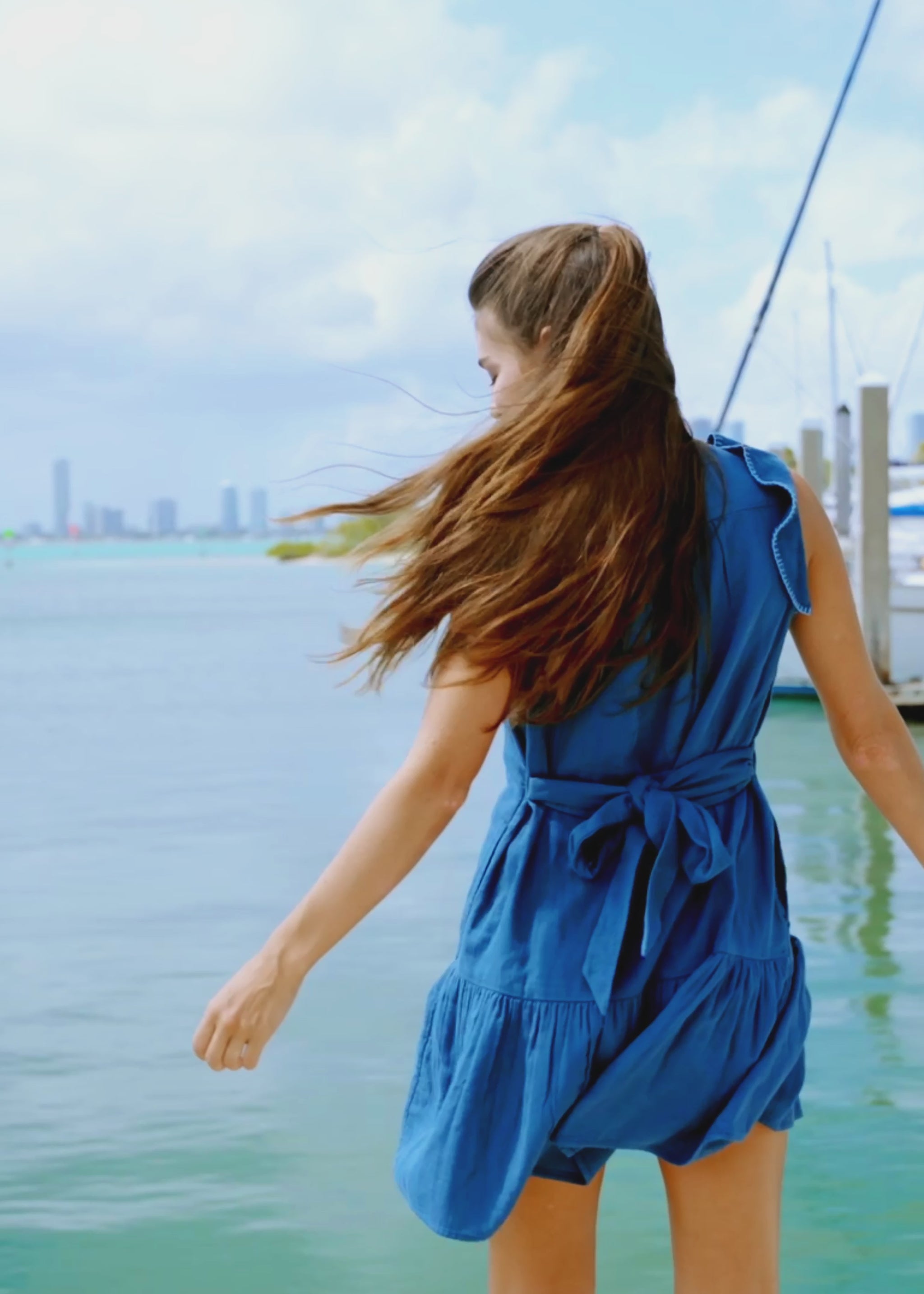 Video of Harbor Gauze Tie Waist Dress