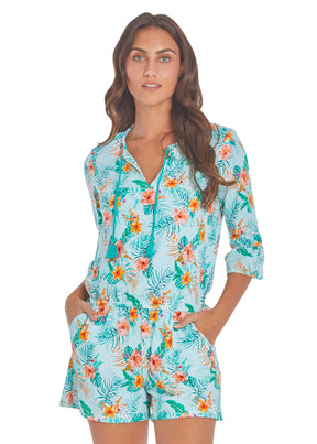 Aqua Citrus Wrap Romper Dress | Sun Protective Romper Dress