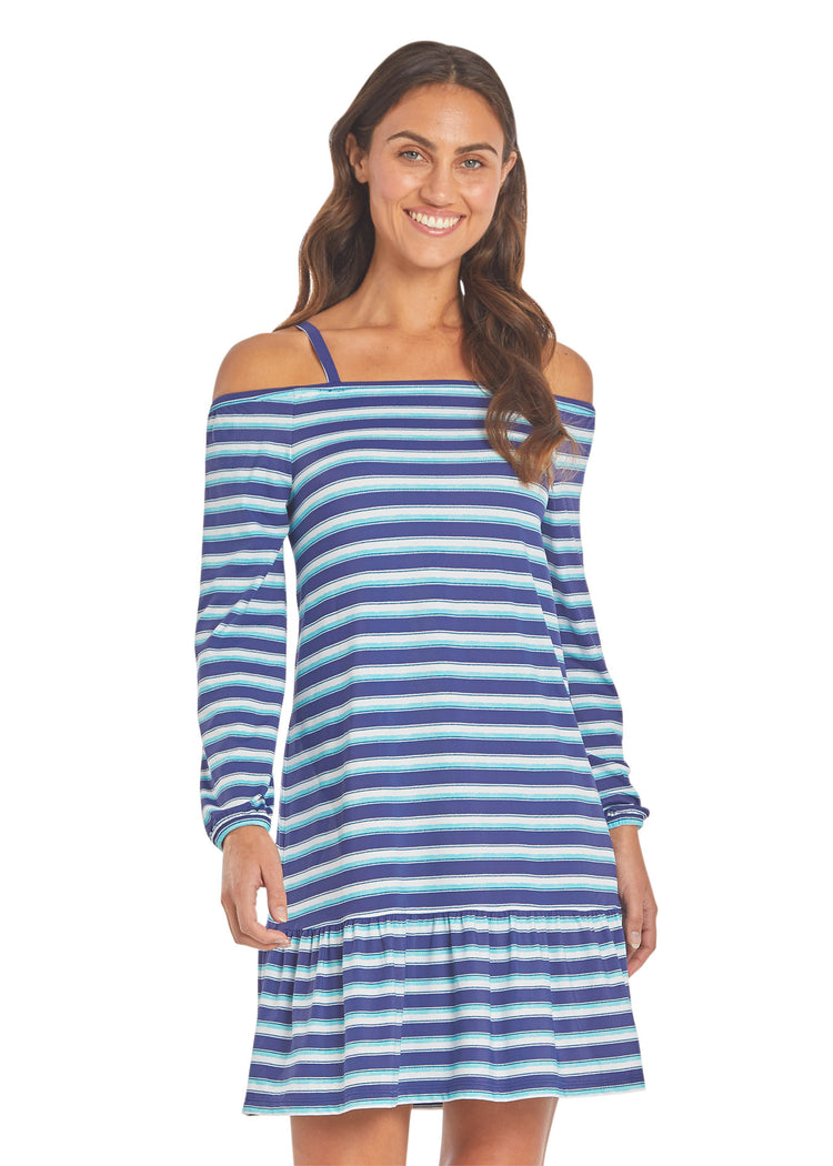 Woman wearing Delray Cold Shoulder Dress