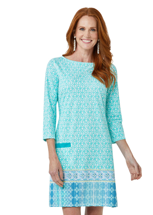 Woman wearing Coastal Cottage Cabana Shift Dress