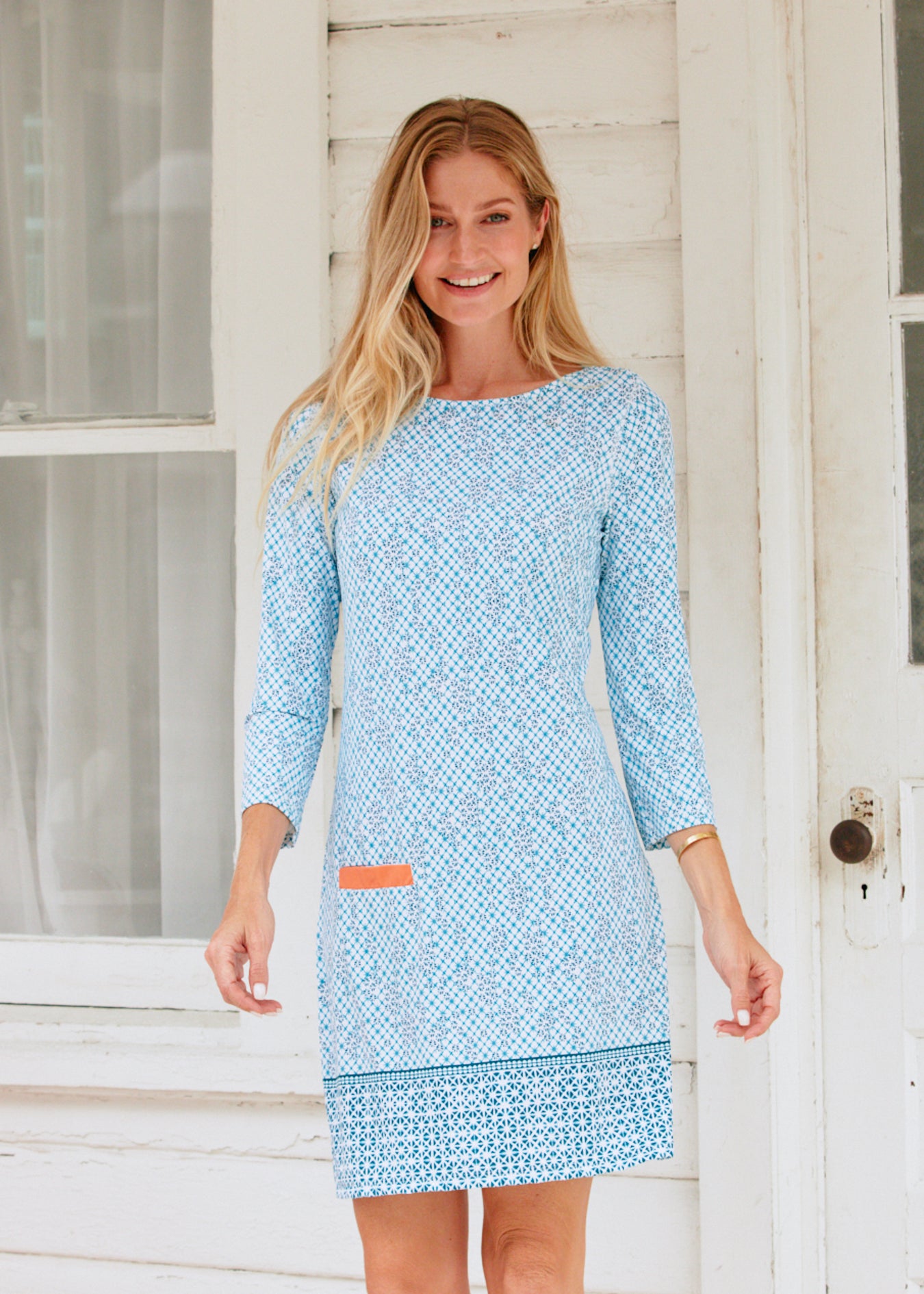 Woman wearing Sag Harbor Cabana Shift Dress