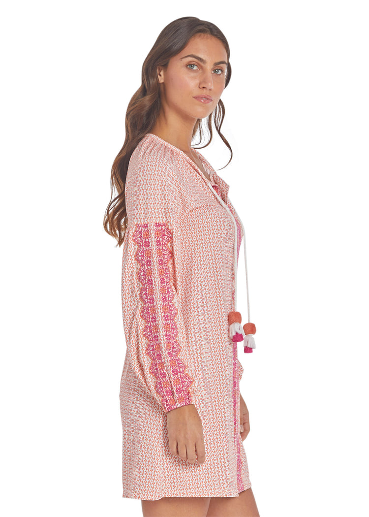 Woman wearing Tulum Embroidered Tassel Cover Up
