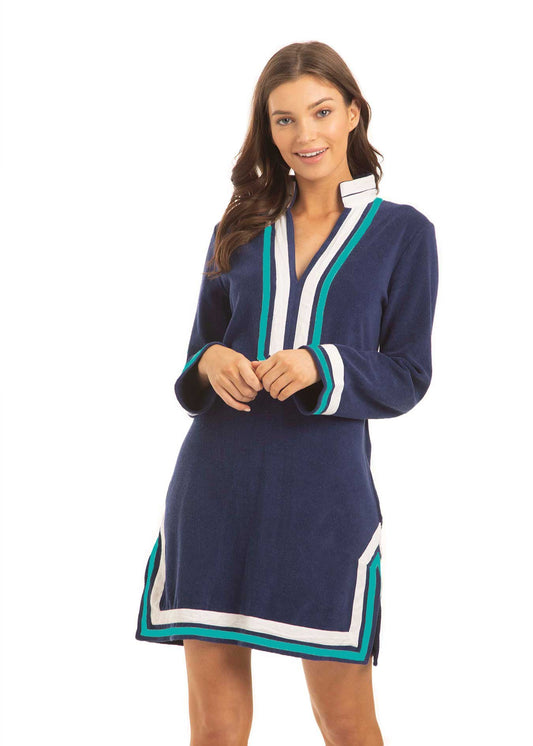 Navy/Turquoise Terry Tunic
